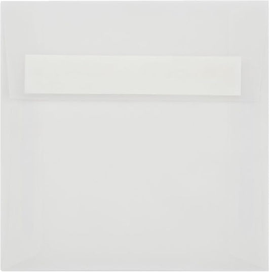 LUXPaper Square Invitation Envelopes | Peel & Press | 5" x 5" | Clear Translucent | 30lb. Text | 50 Qty