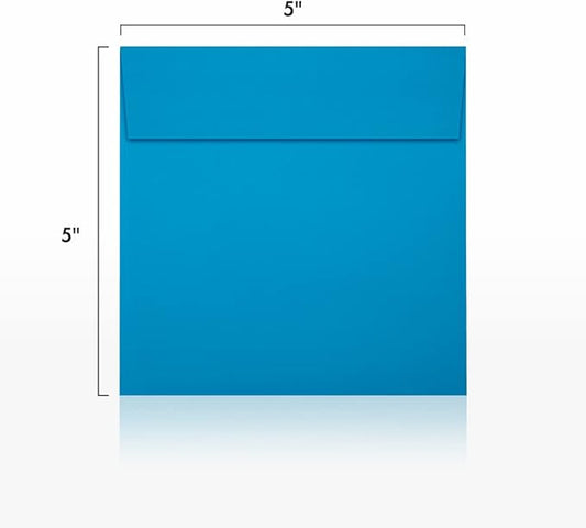 LUXPaper Square Invitation Envelopes | Peel & Press | 5" x 5" | Pool Blue | 80lb. Text | 50 Qty