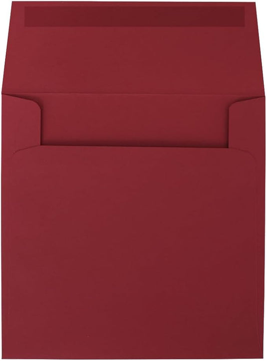 LUXPaper Square Invitation Envelopes | Peel & Press | 5" x 5" | Holiday Red | 60lb. Text | 50 Qty