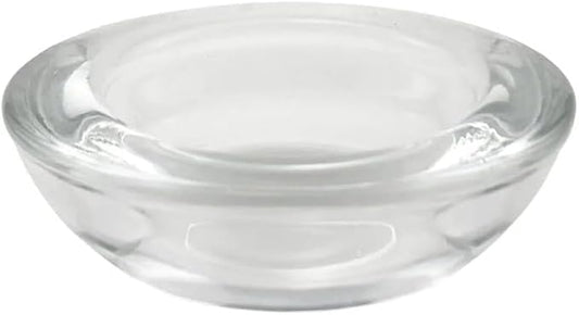 WGV Sturdy Tea Light Votive Candle Holder 3" W, Clear Heavy Thick Chubby Plate Bowl Glass, Small Accent Decor, 1 Pc