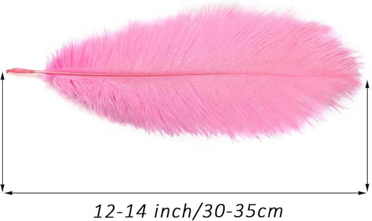 YAKRUNA 30PCS Light Pink Ostrich Feathers Bulk 12-14 Inches for Centerpieces for Wedding Birthday Gatsby Party, Decorative Plumes for Vase & Table & Christmas Tree Decor (30-35cm, Pink)