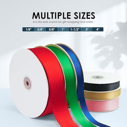 1-1/2" Wide x 100 Yards Single Faced Polyester Silvery Satin Ribbon, Perfect for Wedding, Gift Wrapping, Bow Making & Other Projects (Silvery)