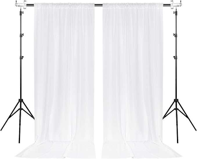 White Backdrop Curtain for Wedding Decor Holiday Party 4 Panels- White Wedding Backdrop Polyester Photography Backdrop Drapes Baby Shower Birthday Privacy Sliding Curtains Home Decor,5ft x 10ft