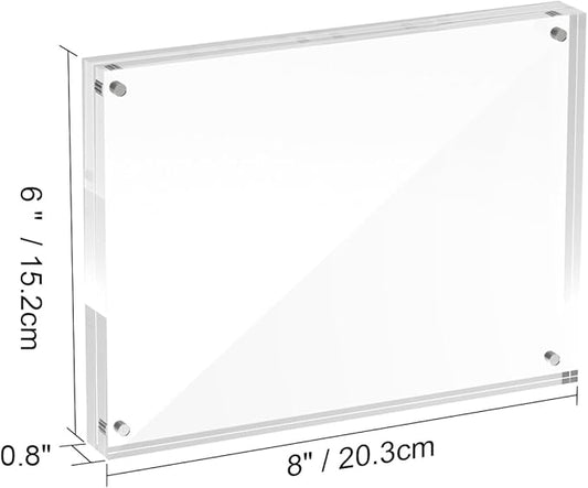 6x8 Acrylic Picture Frames, 20mm Thick Clear Frameless Magnetic Photo Frames, Double Sided Transparent Square Frame Gift for Desktop Display(3 Pack)