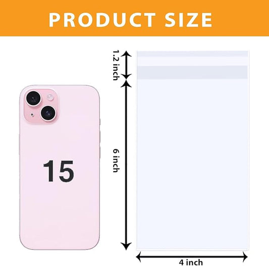 PigPotParty 4''x 6" Clear Plastic Cellophane Bags, 200 Pcs Small Self Sealing Cookie Bags for Gift, Party favor, Greeting Card,Candy, Treat, Goodies, Snack, Self Adhesive Resealable