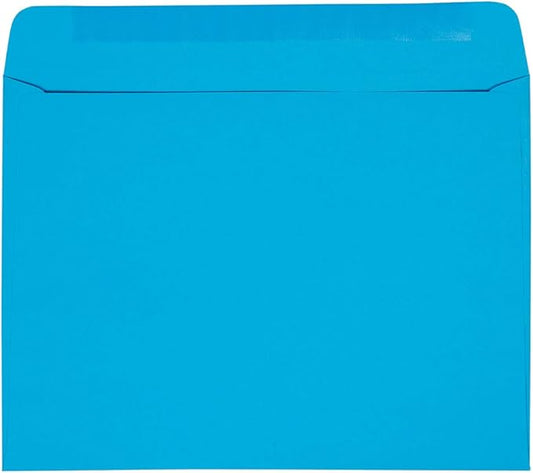 JAM PAPER 9 x 12 Booklet Colored Envelopes - Blue - 50/Pack