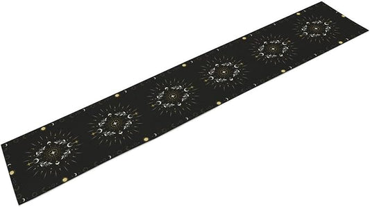 Sun Moon Table Runner - Magical Leaves Mysterious Western Traditional Elements Black White Table Runner for Party Living Room Home Kitchen Dinner - 13x70 Inch