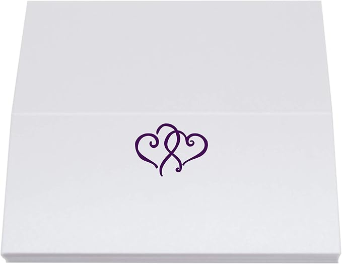 Linked Hearts Place Cards, Eggplant (Choose Color), Set of 25, Pre-cut and Scored - Wedding, Party, Dinner, and Special Events - Made in the USA