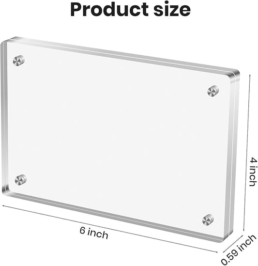 Acrylic Magnetic Photo Frame, 4x6 Inch Double-sided Magnetic Photo Frame, Tabletop Frameless Postcard Display (3-Pack)