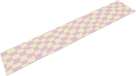 Hippie Table Runner Retro Geometric Square Purple Grid 60s70s Style Kitchen Restaurant Decoration for Indoor and Outdoor Wedding Party Table Runner 13x36 Inch