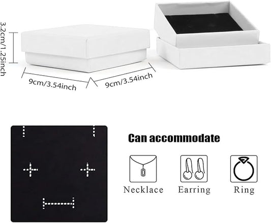 Gift Box Necklace Earring Ring Box Gift Box,12 Pieces Square Cardboard Jewelry Gift Boxes,Cotton Filled Cardboard Paper Jewelry Box Gift Case (3.5x3.5x1.25 Inches) (White)