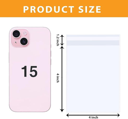 PigPotParty 4''x 4" Clear Plastic Cellophane Bags, 200 Pcs Small Self Sealing Cookie Bags for Gift, Party favor, Greeting Card,Candy, Treat, Goodies, Snack, Self Adhesive Resealable