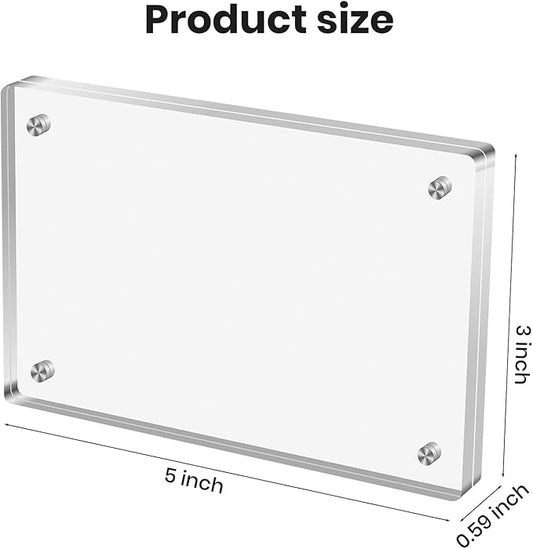 Acrylic Magnetic Photo Frame, 3x5 Inch Double-sided Magnetic Photo Frame, Tabletop Frameless Postcard Display (3-Pack)