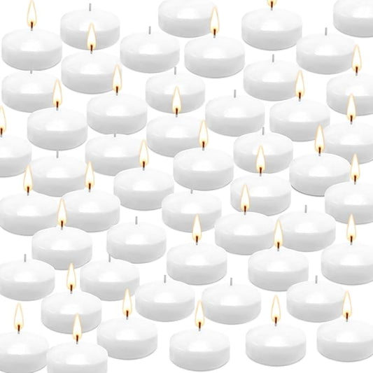 50 Floating Candles, Smoke-Free and odorless, Burning continuously for 5-6 Hours, White, 2-inch Floating Candles, Suitable for Valentine's Day, Weddings, Holidays, Home Decoration……