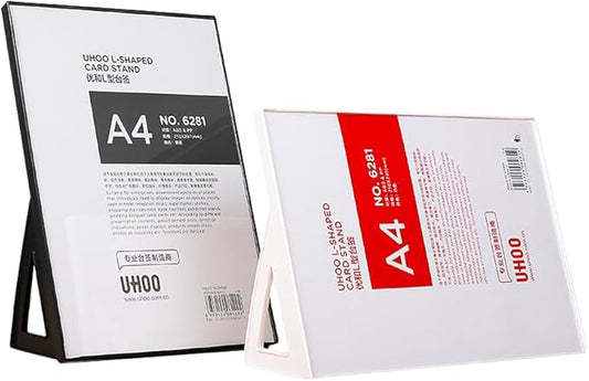 ABS Plastic Sign Holder,Menu Displays L Shape Sign Stand Vertical/Horizontal Use (White A5 148×210mm/5.83×8.27inches)
