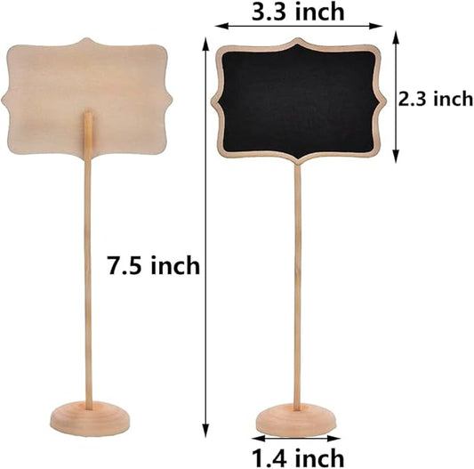 20PCS Wood Mini Chalkboard Sign and Replacement Stickers, Food Labels for Party Buffet,Blackboard for Message Board Signs,Weddings Place Cards, Birthday Party