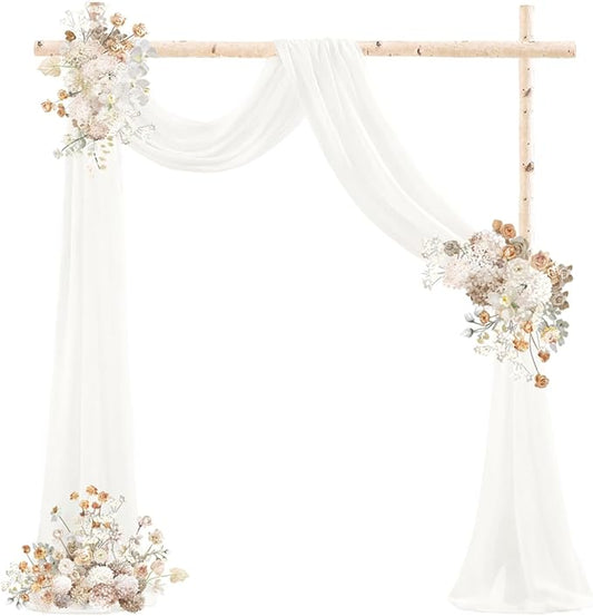 Ivory Wedding Arch Draping Fabric 4 Panels 29" x 20 FT White Drapes for Backdrop Sheer Curtains Wedding Drapes for Romantic Bridal Baby Shower Ceremony Birthday Party Fall Outdoor Events