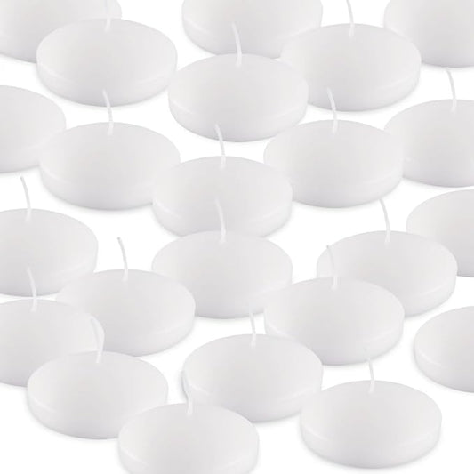 Set of 24, 3-inch Floating Candles, White Smoke-Free and odorless, Burning continuously for 8-9 Hours, Suitable for Valentine's Day, Weddings, Holidays, Home Decoration