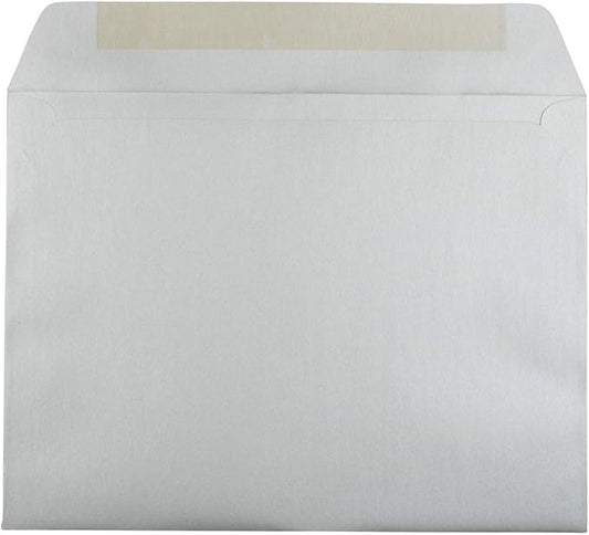 JAM PAPER 9 x 12 Open End Catalog Metallic Envelopes - Silver Stardream - 50/Pack