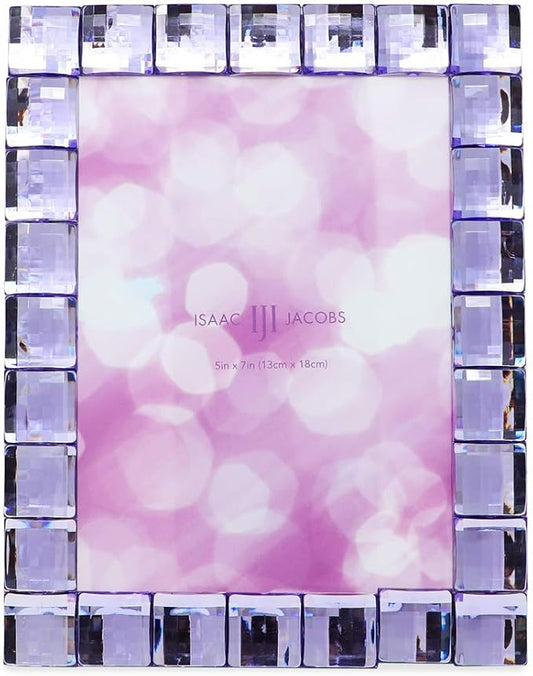 Isaac Jacobs Decorative Sparkling Light Purple Jewel Picture Frame, Photo Display & Home Décor (5x7, Light Purple)