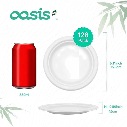 π ππ§ππ‘, πππ-ππππ€ Compostable Paper Plates, Heavy-Duty Biodegradable Disposable Dish Made from Bagasse, Perfeck for Snacks, Desserts, Party, Wedding and More (White)