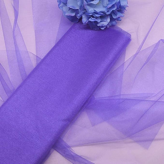 Crystal Organza Tulle Sheer Fabric Backdrop Curtains for Wedding Baby Shower Birthday Party Event Decor, 19” by 30 Yard (Purple)