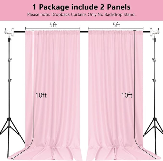 MEETSKY Pink Backdrop Curtain for Parties Baby Shower Pink Photo Curtains with Rod Pockets Backdrop Drapes Privacy Fabric Decoration for Wedding Birthday Gril Party Home Decor, 5ft x 10ft, 2 Panels