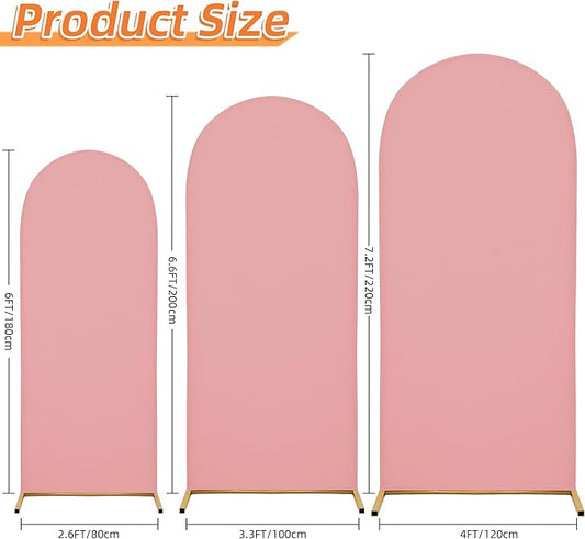 Wedding Arch Cover Spandex Arch Backdrop Cover (7.2FT,6.6FT,6FT) Set of 3 Arch Stand Cover Arch Covers Stretchy Backdrop for Wedding Birthday Party Decoration Baby Shower (Pink)