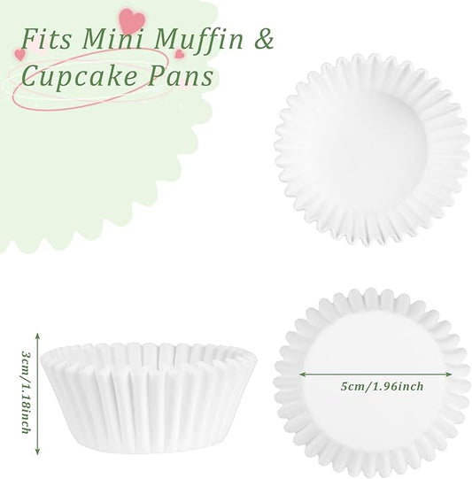 1.4 inch 1000-Count Mini Cupcake Liners Bright Colorful Muffin Baking Cups, Odorless,Baking Paper Cups for Baking Candy Cooking,Upgraded & Food Grade Grease-Proof Paper (White, 1.4 Inch)