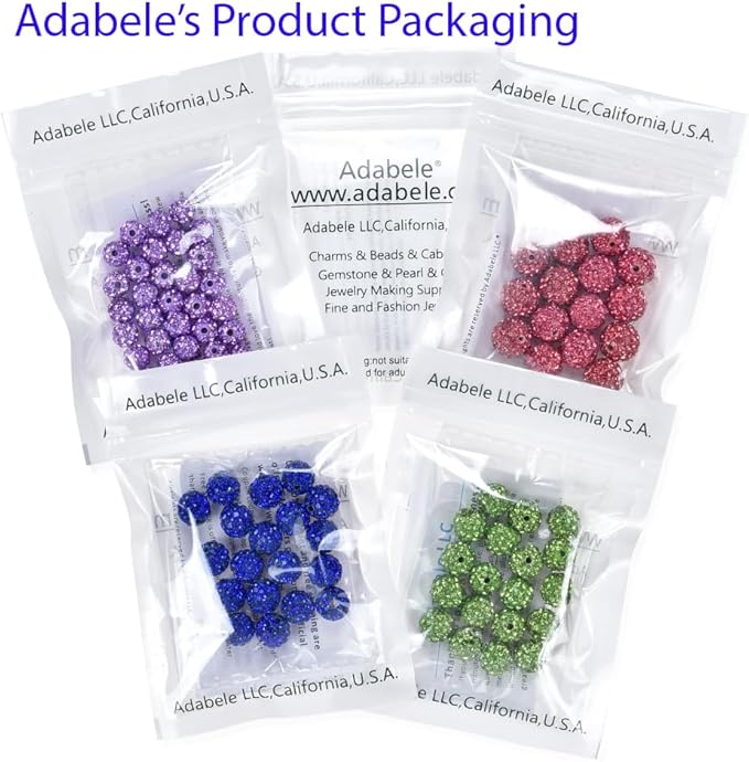 100pcs Adabele Grade A Suncatcher Crystal Rhinestone Pave Loose Beads 8mm Clear White Polymer Clay Disco Ball Spacers Compatible with Shamballa All Craft Jewelry Making DB8-1