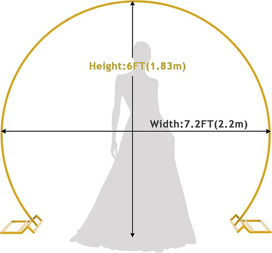 Asee'm 7.2FT Gold Wedding Arch Round Backdrop Stand Large Circle Metal Floral Balloon Frame for Party Anniversary Birthday Graduation Valentine Ceremony Decorations