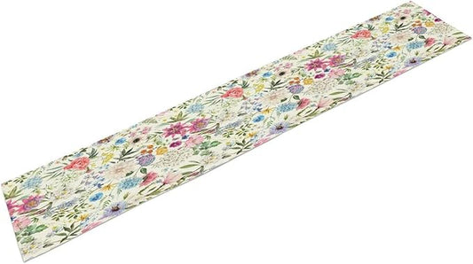 Floral Table Runner Watercolor Peony Rose Flower Kitchen Table Decoration for Indoor and Outdoor Wedding Party 13x120 Inch