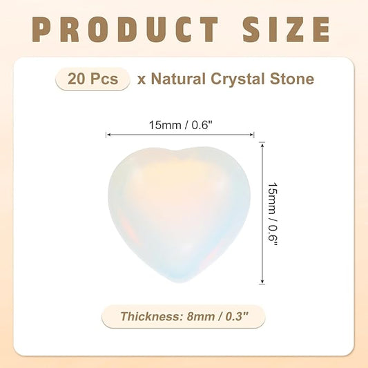 PATIKIL 20 Pcs Natural Heart Shaped Crystal Stone, 0.6 Inch Mini Polished Love Gemstone Crystal, Pocket Rock Engraved Worry Stones for Women Gifts Meditation, AB White