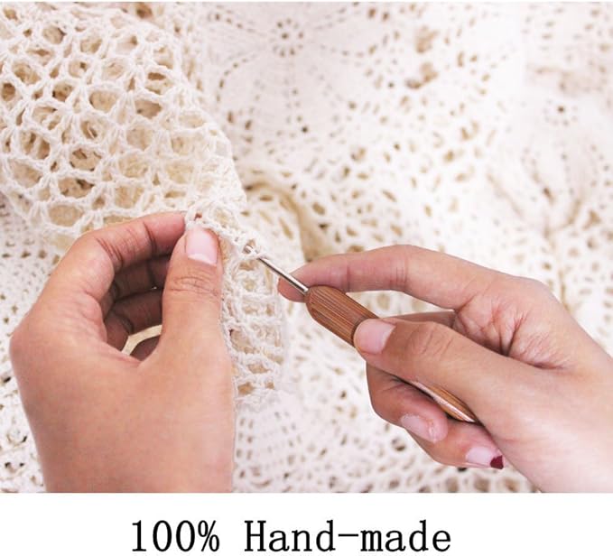 KEPSWET Cotton Handmade Crochet Lace Table Runner Olive Green Rectangle Coffee Table Dresser Decor (14x36 inch)