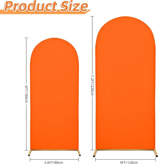 Wedding Arch Covers Arch Backdrop Cover Arch Stand Covers 7.2FT 6FT Set of 2 Arch Cover Spandex Fabric Stretchy Backdrop for Wedding Birthday Party Decoration Baby Shower (Candy Orange)