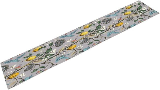 Table Runner with Flowers and Birds, Spring Plant Flowers Table Decoration Linen Table Runner Family Party Party Decorations 13x120 Inches