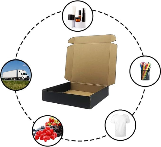 24 Pack 10 x 10x 2 Inches Shipping Boxes,Black 3 Layers Corrugated Cardboard Box, Mailer Boxes for Packaging Small Business Mailing Gifts Digest Giving Products Wrap Boxes (10''x10''x2'')