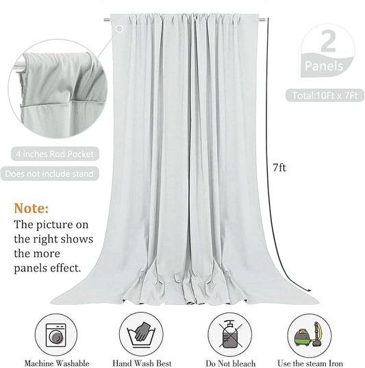 10 x 7 Feet Silver Backdrop Curtain for Partie, Background Curtains for Photoshoot, Birthday, Wedding, Halloween, Thanksgiving, Christmas, New Year Party Decorations 5Ft x 7Ft, 2 Panels