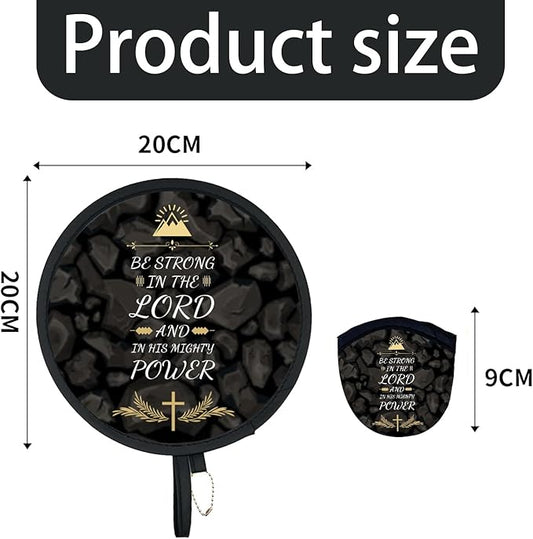 4Pcs Chirstian Round Foldable Hand Fan Japanese Foldable Fan Style Handheld Compact Cooling Fans,Round Folding Fan for Outdoor Games,Xmas Decoration,Festival,Party Favors,Travel,Events