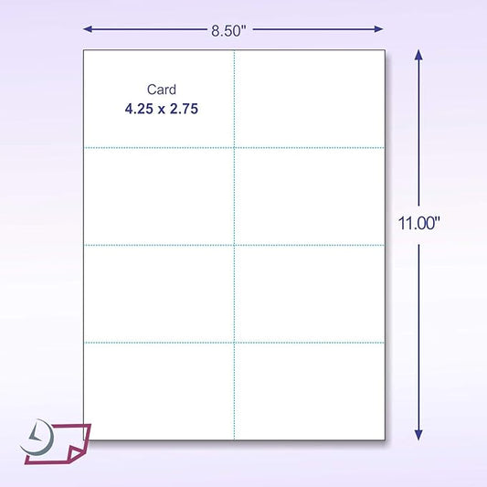NextDayLabels - Blank Perforated Printable Cardstock, 8 Cards per Sheet, 125# tag - for laser and inkjet printer, 4-1/4" x 2-3/4" Each Card - 800 Cards - made in the USA