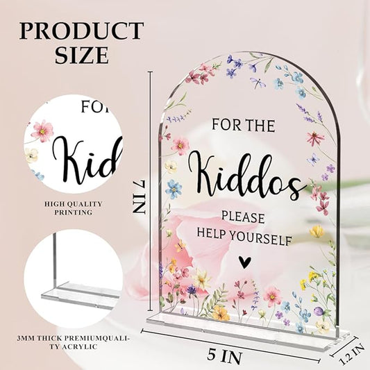 Wedding Sign,For The Kiddos Wedding Sign, Weddings Supplies 5x7 Inch, Kids Wedding Activities Acrylic Plaque, Please Help Yourself Sign, Wedding Signs for Ceremony And Reception decorative-signs184