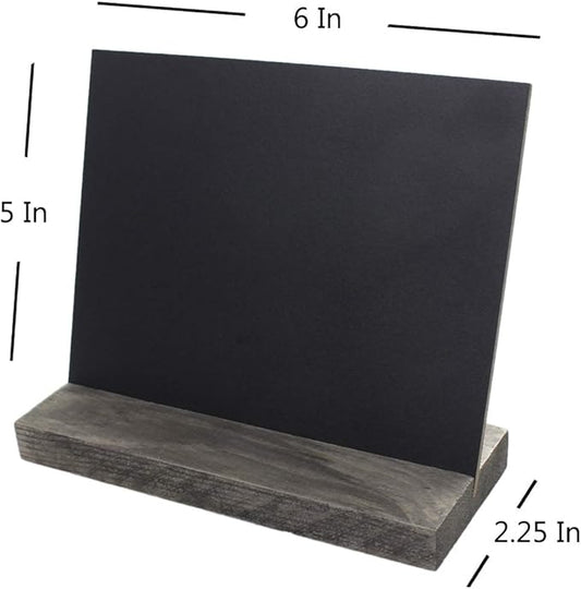 5 X 6 Inch Mini Tabletop Chalkboard Signs with Rustic Style Wood Base Stands, Set of 4,Include 3 chalks