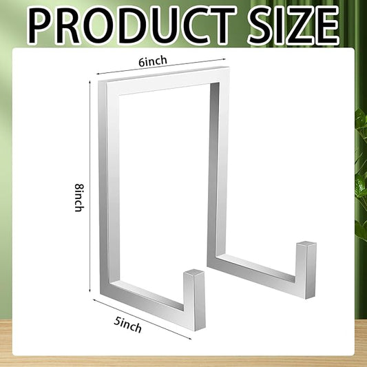 Sweetude 2 Pcs Large Plate Stands for Display Metal Frame Plate Holder Display Stand Decorative Table Top Easels for Picture, Book, Platter, Photo Easel(Silver,8 Inch)