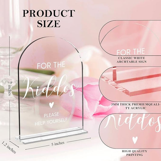 Wedding Sign,For The Kiddos Wedding Sign, Kids Wedding Activities Acrylic Plaque,Please Help Yourself Sign, Wedding Signs For Ceremony And Reception 5 x 7 Inch (White)