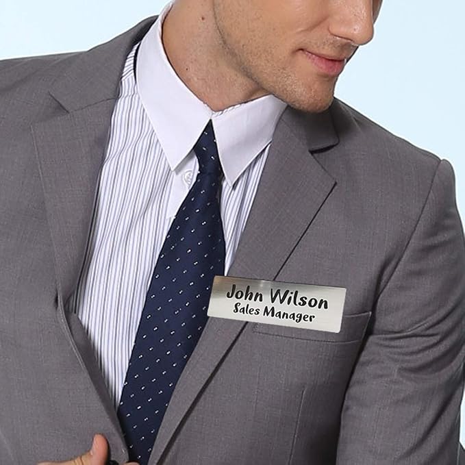 Custom Laser Engraved Name Badges with Pin, Magnetic, Adhesive, or Blank Backing, Durable Personalized Name Tag with 3 Lines of Custom Texts, Clear and Easy to Read, 10 Colors (1.5" x 3")