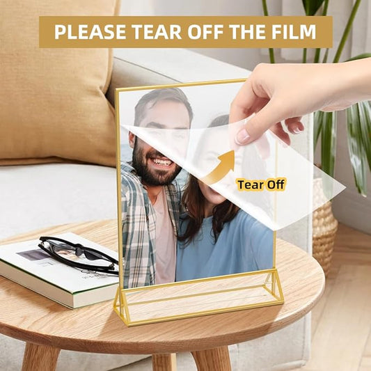 Acrylic Sign Holder 4 x 6 Double Sided Acrylic Frames Display Stand Clear Table Flyer Holder,Plastic Paper Holder for Home Office Shop
