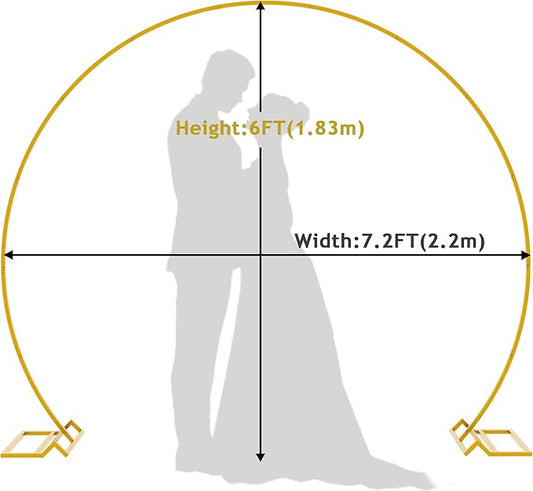 Wokceer Wedding Arch 7.2FT Round Backdrop Stand Gold Metal Circle Backdrop Stand Circle Balloon Arch Stand Frame for Birthday Party Bridal Shower Anniversary Ceremony Candy Tables Celebration