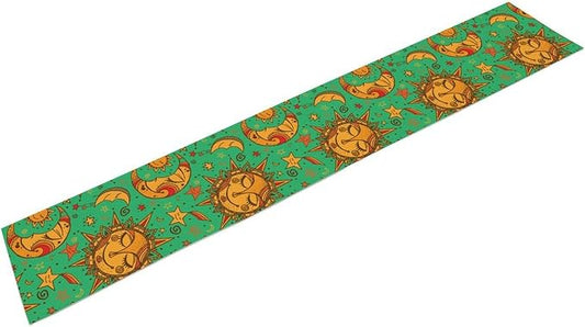 Boho Moon Table Runner, Phase of The Moon Star Sun Cartoon Pattern Table Runner for Kitchen Living Room Home Party 13x108 Inch