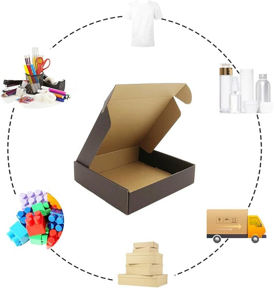 24 Pack 9x8x2 Inches Black Shipping Boxes,3 Layers Corrugated Cardboard Box, Black Mailer Boxes for Packaging Small Business Mailing Gifts Giving Products Wrap Boxes (9''x8''x2'')