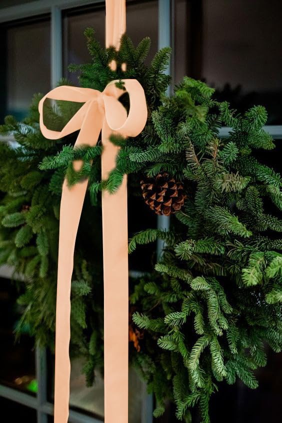 Champagne Velvet Ribbon 1.5'' 25 Yards for Christmas Tree, Gift Wrapping, Flower Bouquet, Wreath Decorations, Bow Making
